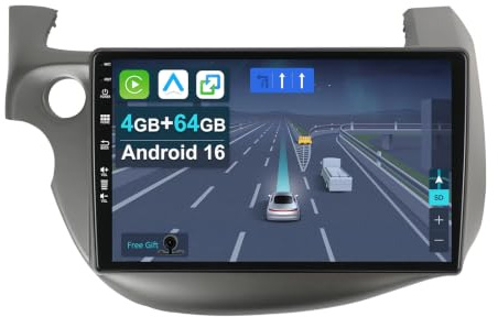 CADLEY [2+64G] Android 15 Autoradio für Honda Fit Jazz 2007-2014-mit Wireless Apple CarPlay|Android Auto|Mirror Link|GPS Navigation|Bluetooth 5.0|WiFi |USB|Navi|FM+Rückfahrkamera