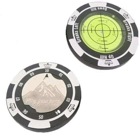 KFSCIP 1 Pcs Golf Ball Markers For Putting Green, With High Precision Putting Round Green Reading Aid, Level Head Golf Marker With Bubble Level, Portable Golf Ball Marker For Men And Women