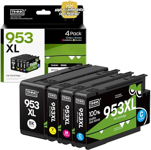 Timink 953XL Druckerpatrone Kompatible für HP 953 XL Patronen Kompatible für HP Officejet Pro 8210 7720 7730 7740 8710 8715 8720 8725 8730 8740 Drucker (4 Stück)