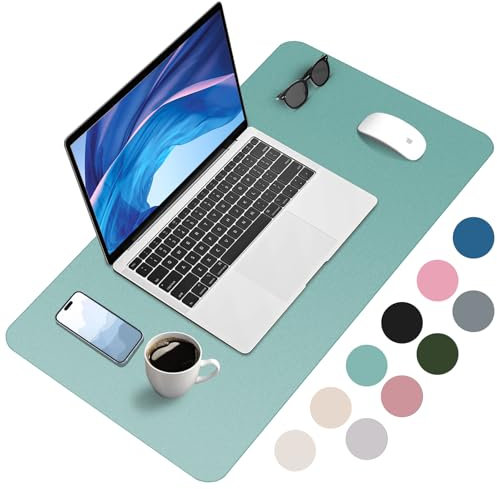 Zanfqvo Schreibtischunterlage 60x35cm - Mauspad XXL aus PU-Leder, Wasserdicht und Rutschfest - Multifunktionales Schreibunterlagen - Tischunterlage für Büro/Home/Laptop (Grün)