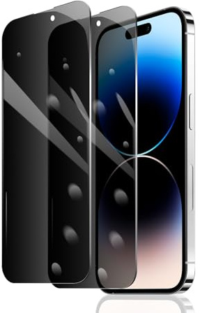 2 Stück Sichtschutz Schutzfolie für iPhone 14 Pro, Anti-Spy Panzer Schutz Glas, Anti-Spionage Panzerfolie, Display Sichtschutzfolie aus gehärtetem Glas, Privacy Schutzglas, Anti- Kratzer, 9H Härte