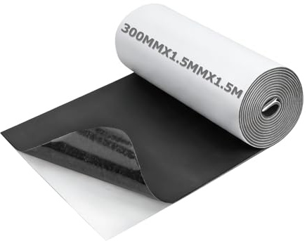 Vefhby Schaumstoff Selbstklebend,300mm(B) x1.5mm(D) x1.5m(L) Multifunktionale Schaumstoffplatte Moosgummi Selbstklebend für Schalldämmung Rutschfestigkeit DIY-Dichtungen Stoßdämpfer(Schwarz)