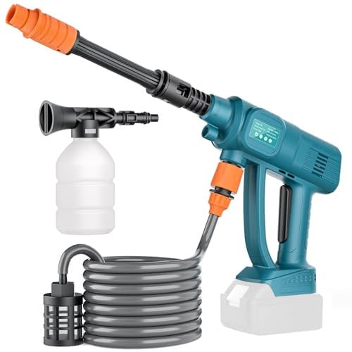 Cordless Pressure Washer Gun for Makita 18V (No Batteries), Jet High Power Portable Washer(21V, 20 Bar, High-Flow) 6-in-1 Multi-Spray Nozzle Cleaner with 5m Hose, for Garden, Car, Swimming Pool