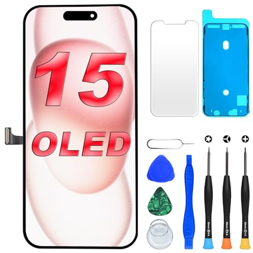 DIGI4U OLED for iPhone 15 Screen Replacement, 6.1'' FHD COF NOT LCD Screen for iPhone 15 Display Digitizer Assembly, with Repair Tool Kit for iPhone 15 Replacement Screen