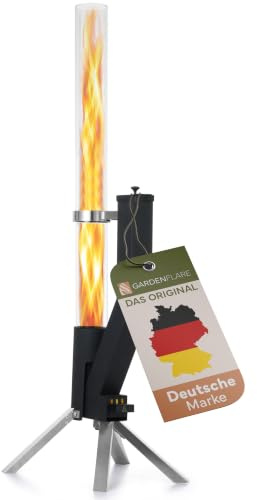GARDENFLARE Feuerrohr Klassik - Edelstahl Pelletfackel, Multicolor Schwarz