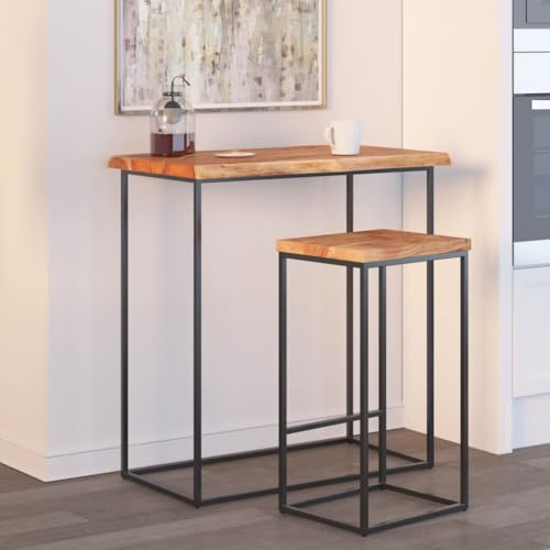 HETFTJN Tischplatte 60x40 Akazie Baumkante Massivholz Naturkante 2,5 cm dick robust und langlebig für Küche Esstisch Couchtisch Balkon und Büro