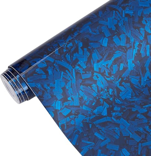 BENECREAT Pellicola per Auto in PVC Blu da 3 mx30cm, Pellicola in Vinile Forgiato in Fibra di Carbonio, Adesivo Autoadesivo Fai da Te in PVC per Auto, Veicoli e Ciclomotori