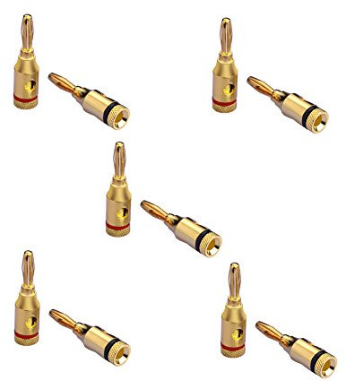 EIGHTNOO 10 Pezzi Connettori a Banana Placcato Oro, Spine a Banana da 4 mm Tipo a Vite Aperta, Connettori per Cavi per Altoparlanti, Diffusori, Home Theater, Piastre a Parete