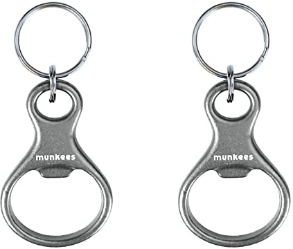 2 x munkees Schlüsselanhänger Achter mit Flaschenöffner aus hochwertigem Aluminium, Schlüsselring, Doppelpack Silber, 34071
