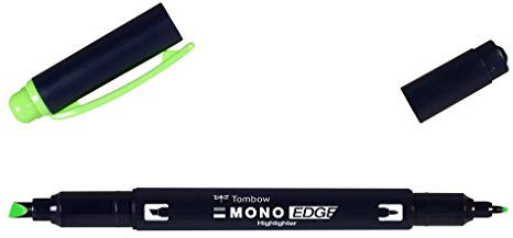 Tombow MONO edge Textmarker mit zwei Spitzen, grün, Keilspitze und Finelinerspitze, schnell trocknend, umweltfreundliches Design [WA-TC92]