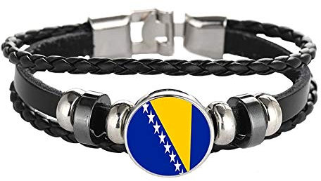 Bosnien Flagge geflochtene Armband Leder Kette kristall Armband Souvenir, Mode handgemachte Armband für Mann & Frau besonderes Tag Geschenk