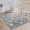 Paco Home Moderner Kurzflor Kinderteppich Sternendesign Kinderzimmer Star Muster Grau Weiß, Grösse:Ø 120 cm Rund