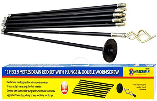 Marksman 66108c 12 x Pcs Drain RODS Set, Black