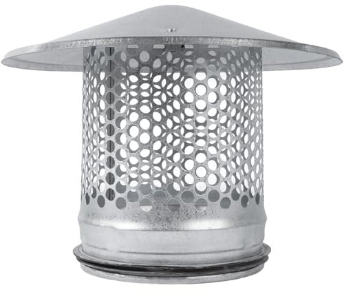 Vent Systems 125 mm / 5 Inch Roof Pipe Cover - Galvanised Steel Cowl Hood with EPDM Seal Gasket - Chimney Cap/Rain Cap Air Extractor with Metal Mesh for Air Exhaust, Flue, Tumble Dryer, Stove Pipe