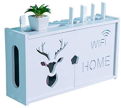 Wohnzimmer Router Halterung Set-Top-Box Aufbewahrungsregal Wand-WiFi-Aufbewahrungsbox Wohnzimmer Wanddekoration Aufbewahrungsbox Rack (Color : Weiß, Size : 41.1 * 11.5 * 23.5cm)