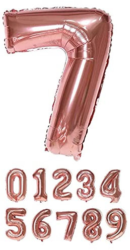 40 Inch Rose Gold Number 7 Balloon For Birthdays, Parties and Anniversaries. Large Foil Inflatable Balloons, 0-9 Numbers (No. 7 rose gold balloon)