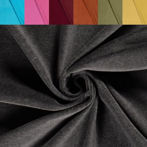 Nicki Stoff Meterware - Samtstoff stretchig - weicher Fleece - Nicky Velour - Nikistoff - Velourstoff - kuschelig weich *Ab 50cm, Farbe: 067 d.grau mel.