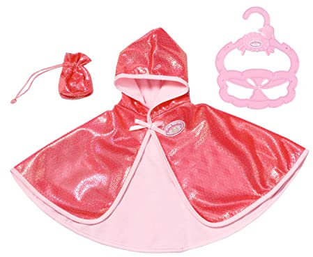 Baby Annabell Little Sweet Cape, rosa Puppenumhang mit Kapuze und Glitzerpailletten und Beutelchen, mit Kleiderbügel, für 36 cm Puppen, 706503 Zapf Creation