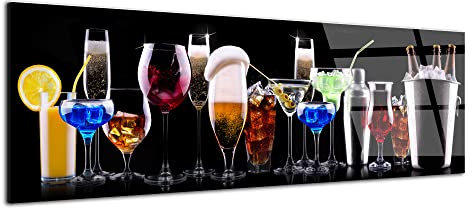 Tableau plexi décoration murale, impression sur verre acrylique, tableau déco, Tableau panoramique sur plexi Cocktail Party, 100x35 cm