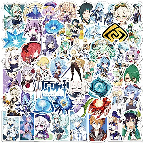 100 Stück Genshin Impact Anime Aufkleber für Laptop, Stoßstange, Skateboard, Wasserflaschen, Computer, Telefon, Anime Aufkleber Pack für Kinder/Jugendliche