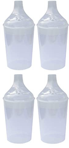 Lizzyoftheflowers 4 Pack - Clear Wide Spout Feeding Beakers with Graduated Measurements and Controllable Flow Lid - Autoclavable, Microwave Safe and Spill-Proof