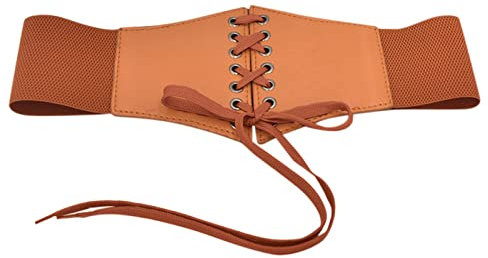 hahuha Smoking Gürtel Frauen Korsett Gürtel Breite Leder Taille Gürtel Für Täglich Punk Halloween Kleider Brust Elastischer Bund Raid Gürtel, braun, Einheitsgröße