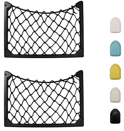 2 PCS Camper Van Storage Net, Storage Nets for Campervans, Elastic Trunk Storage Bag with Plastic frame,Van Motorhome Caravan Boat Car Storage Solutions Accessories for Storing Phone Water Bottle