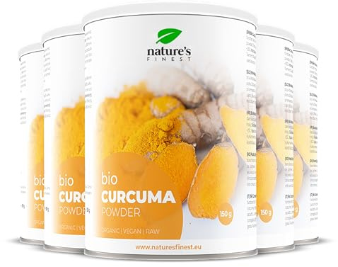 Nature's Finest Bio Kurkuma, Pulver 750 g (5er Pack) | Curcuma longa Wurzel gemahlen - 100 % bio, aus Indien - für Goldene Milch, Currys, Smoothies und die Küche