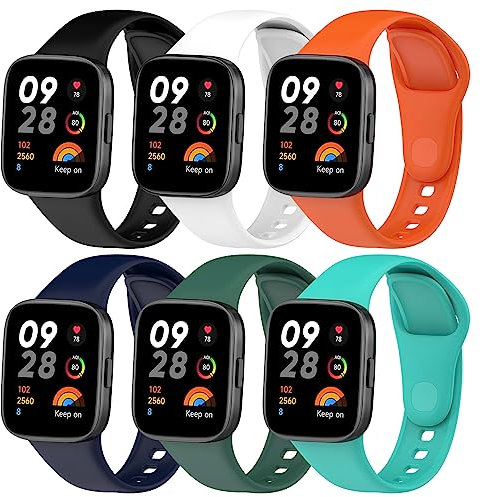 BDIG 6PCS Cinturini per Xiaomi Redmi Watch 3, Braccialetto Cinturino in Silicone Colorato di Ricambio Anti-Perso Progettato Accessori Tracker per Redmi Watch 3