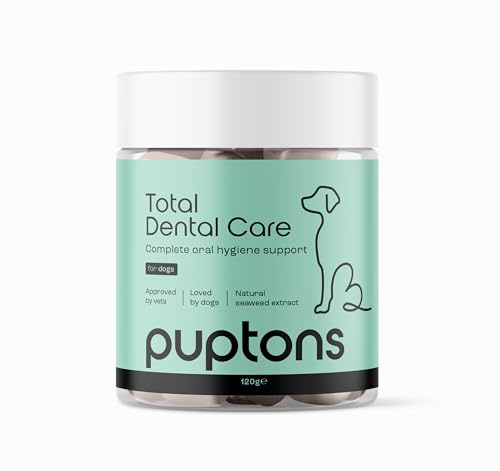 Puptons Total Dental Care for Dogs | Tartar & Plaque Off Powder (120g) | No Brushing, Supports Oral Hygiene & Treats Gum Disease | Treatment for Bad Breath & Removes Plaque, Measuring Scoop Included