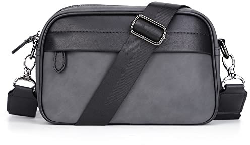 GSenhui Klein Umhängetasche Herren Leder Moderne Taschen mit Breitem Schultergurt Crossbody Tasche mit Reißverschluss Messenger Bag Herren für Geschäft, Alltag