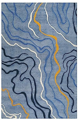 Wecon Home Moderner Esprit Kurzflor Teppich mit abstraktem Design für Wohnzimmer, Schlafzimmer und Kinderzimmer – Drive (140 x 200 cm, hellblau)