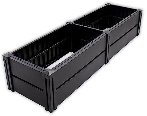 NYVI Hochbeet NYVIGreen L 158x44x31cm 196 Liter - Gartenbeet aus wetterfestem & recyceltem Kunststoff - Pflanzenbeet - Pflegeleicht, Steckmontage ohne Werkzeug - Blumenbeet