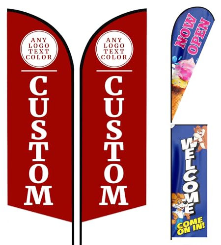 FSFLAG Drapeau à plumes pour entreprises et vitrines – Panneaux de drapeau publicitaire personnalisés