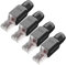 VCELINK Tool-Free RJ45 Connectors Toolless Cat6 Modular Plug Gold Plated Cat6 Ethernet Cable Ends for 23-26 AWG Network Cable 4 Pack Black
