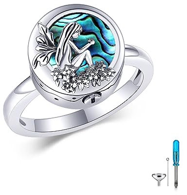 Fee Urnenring für Asche Sterling Silber Elf Aschenring Denkmal Einäscherung Andenken Schmuck Geschenk für Frauen Mädchen-17