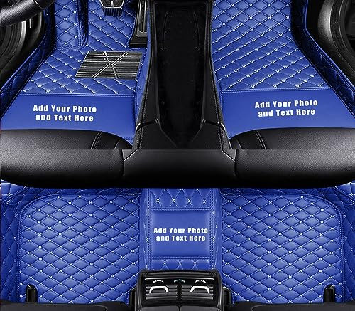 Universal Custom Auto-Fußmatten Passform für die meisten Modelle,Kunstleder wasserdichte Voll Auto Fussmatten,Blau