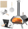 GOPLUS outdoor Pizzaofen, Gartenofen aus Edelstahl mit Pizzastein, Pizzaschieber & Thermometer, tragbarer Holzofen mit faltbaren Beinen für Party, Camping & Picknick, 51 x 38,5 x 83cm, Schwarz