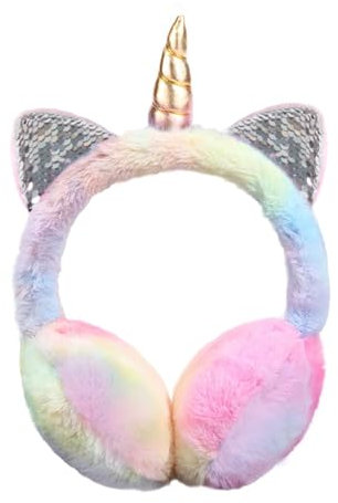 Cache Oreilles en Peluche Cache Oreilles Licorne pour Enfants et Filles Cache-oreilles Hiver d'Extérieur Enfants Cartoon Cache Oreilles avec Chat Oreilles Drôle Cadeau pour Enfants (A)