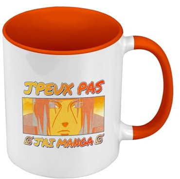 Tasse in Premium-Qualität, Orange – J'peux Pas J'ai Manga Itachi Anime Otaku Manga Fanart – Tasse mit Henkel und farbigem Innenfutter