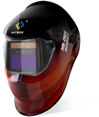 HITBOX Auto Darkening Welding Mask Solar Powered Welding Hood with Adjustable Wide Shade Range 4/9-13 for Mig Tig Arc Welder(Planet)
