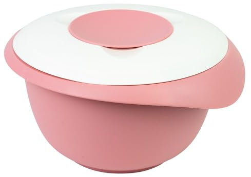 Westmark Bol para mezclar y hornear con tapa de dos partes, 2.5 l, Con pico, Plástico, Blanco/rosa, 3153227P