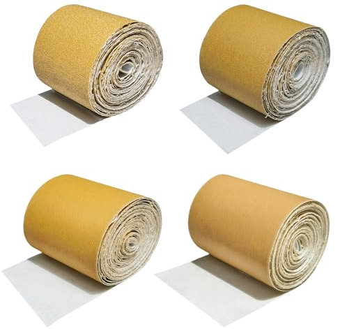 Total 20 Yards Long Continuous Roll Kit - 80 120 220 320 Grit PSA Longboard Sandpaper, 2-3/4 Wide - Self Adhesive Stickyback Sandpaper for Automotive, Woodworking, Hand Sanding Blocks