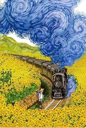 1000 Pieces Adult Jigsaw Puzzle Vincent Van Gogh Train Sunflowers Stress Relief Entertainment Toys Wooden Puzzles Christmas