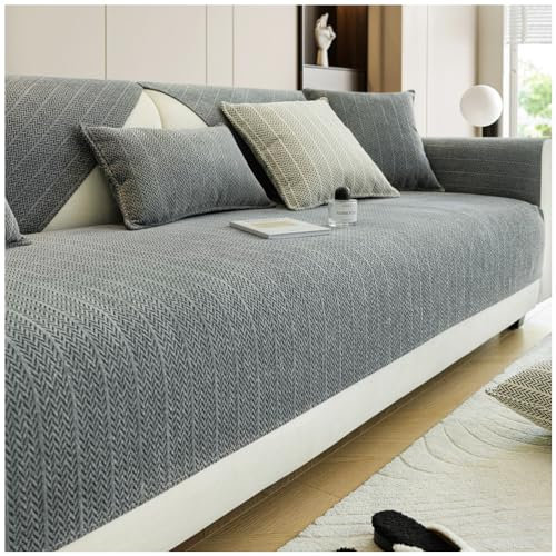 NUODWELL Chenille-Sofabezug, Rutschfester Kissen-Schonbezug, L-Form, Sofaschoner, universelle weiche Couchüberzüge für Wohnzimmer, Hunde, Haustiere, Katzen (Dunkelgrau, 70 x 180cm)