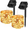 Yizhet Guirnaldas Luces Exterior Solar, 2 Piezas 15+2M 150 Led Cadena de Luces Solares, 8 Modos, Impermeable IP65, Luz Blanca Cálida, Total 34M 400 Led para Navidad, Bodas, Terraza, Patio, Jardines