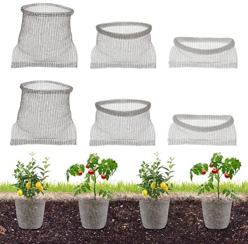 Gekufa 6 Stück Wurzelschutz aus Edelstahl für Pflanzen, Wühlmauskorb für obstbäume, Metallnetzbeutel aus Edelstahl, Wurzelschutz für Bäumen, Blumen, Gemüse