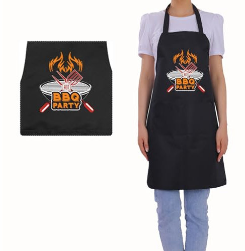 Biglumin Delantales - Delantal cocina hombre Delantales para barbacoa, delantales serigrafiados, corbatas ajustables y correas para el cuello, delantales divertidos regalos originales, negro.