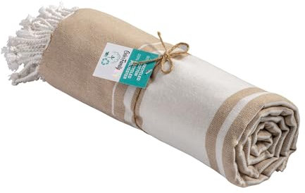 Colorfamily Telo Mare In Cotone Riciclato Telo Spiaggia 170X90cm Asciugamano Da Spiaggia con Frange Idea Regalo divertente Beige