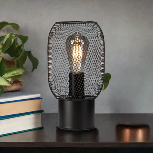 Ringtown Modern Black Wire Mesh Industrial Style Table Lamp - Sleek Modern Design for Living Room & Bedroom